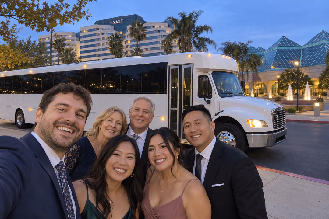 Wedding party buses for Santa Clara bridal parties