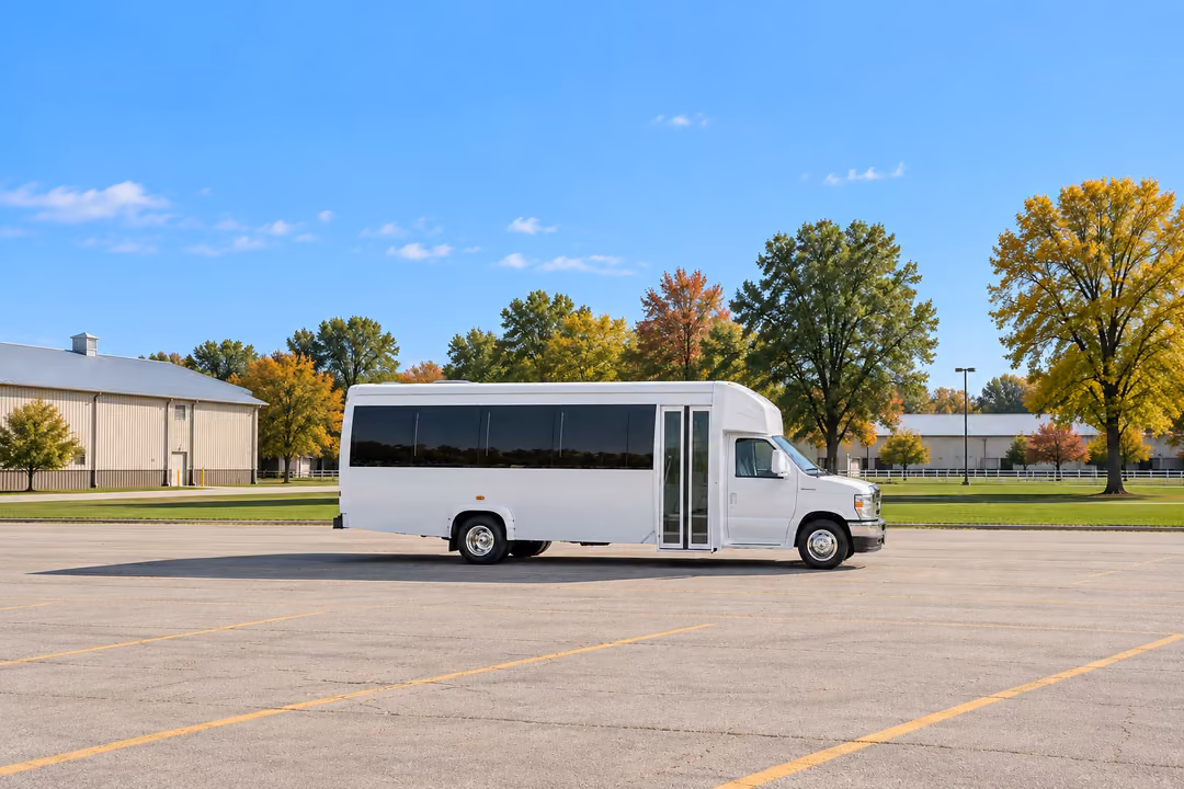 Wheaton 15 passenger party bus rental exterior