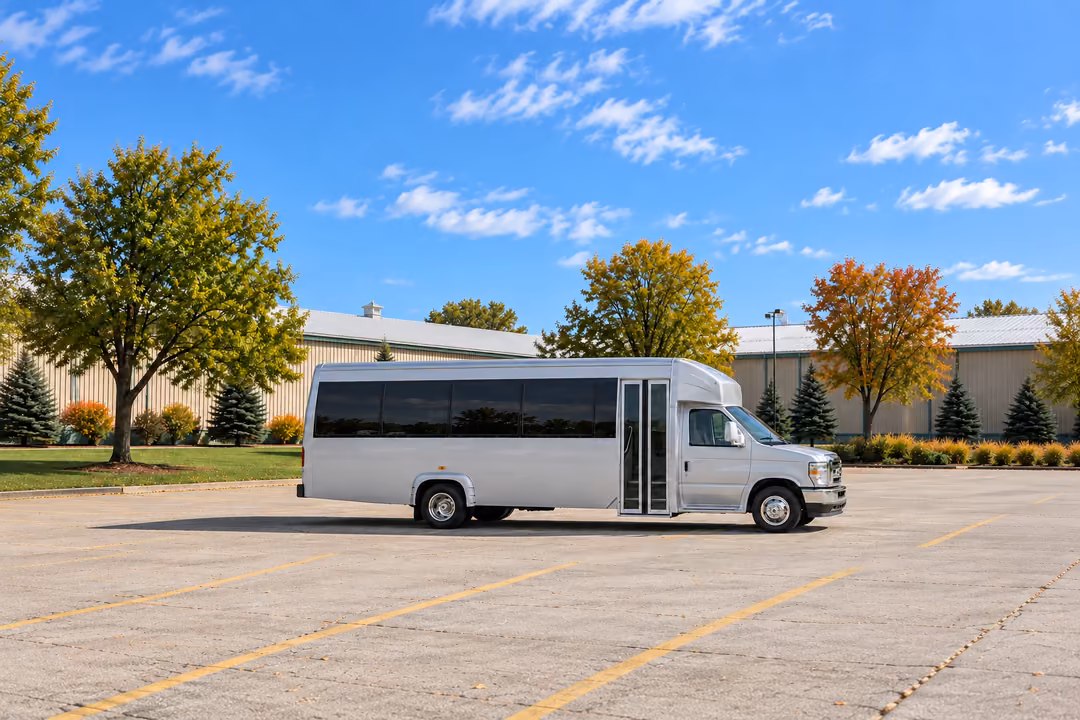 Wheaton 18 passenger party bus rental exterior