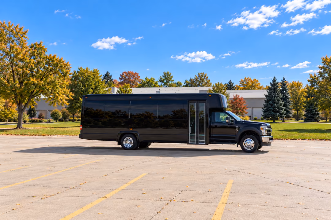 Wheaton 28 passenger party bus rental exterior