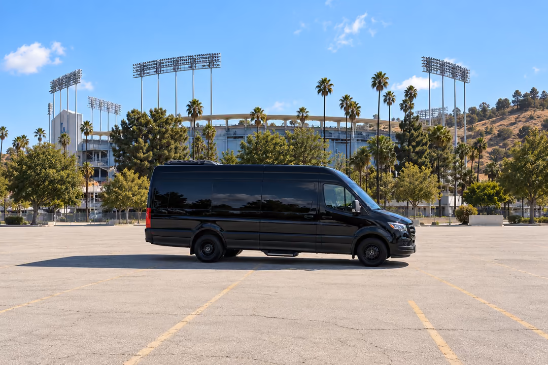 Whittier 14 passenger Sprinter limo rental exterior