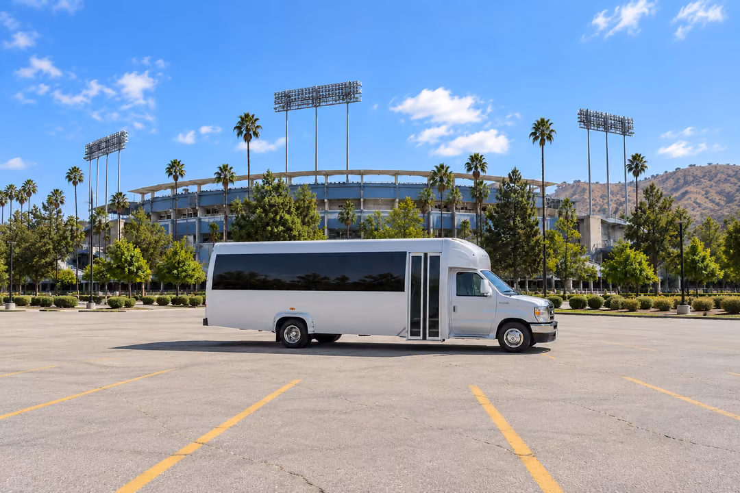 Whittier 18 passenger party bus rental exterior