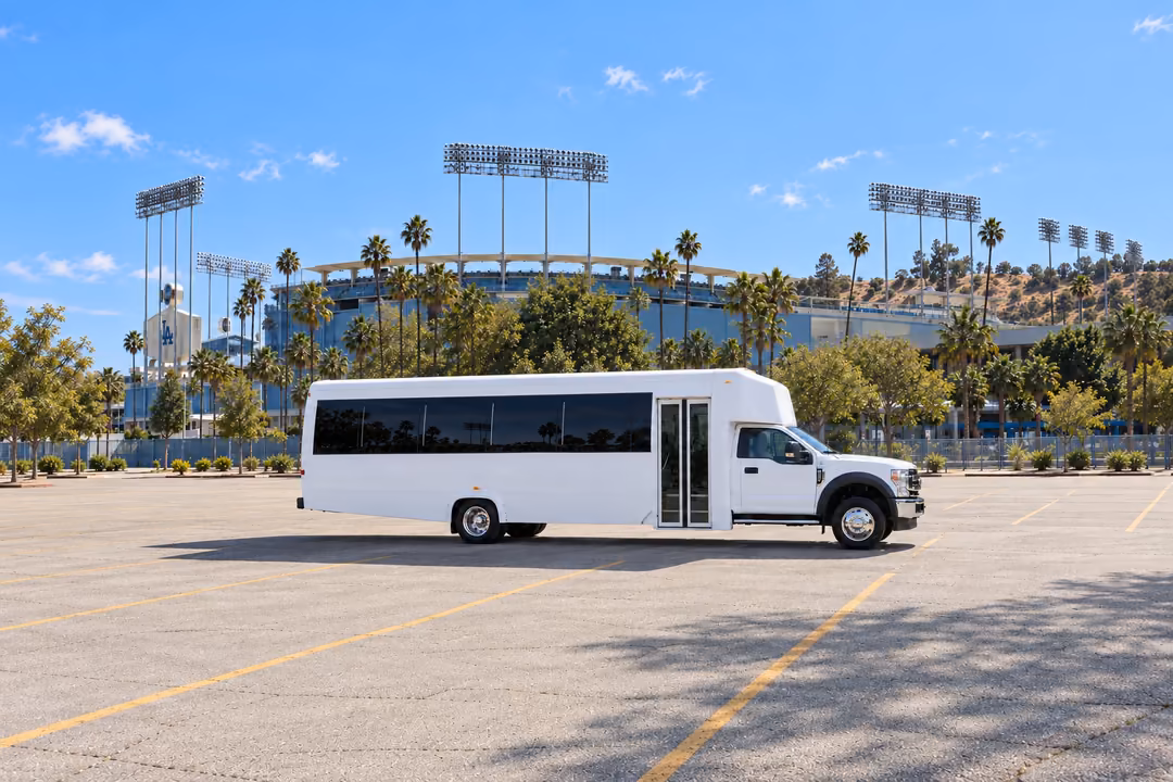 Whittier 25 passenger party bus rental exterior