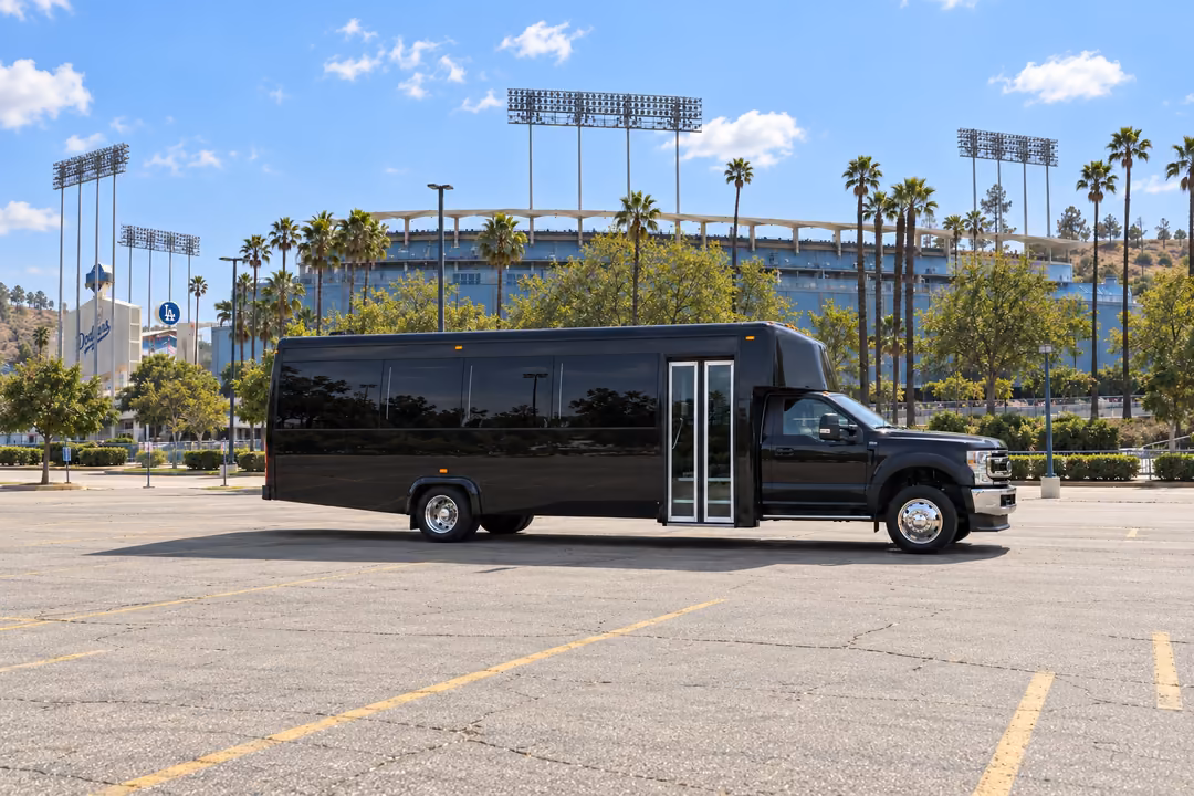 Whittier 28 passenger party bus rental exterior