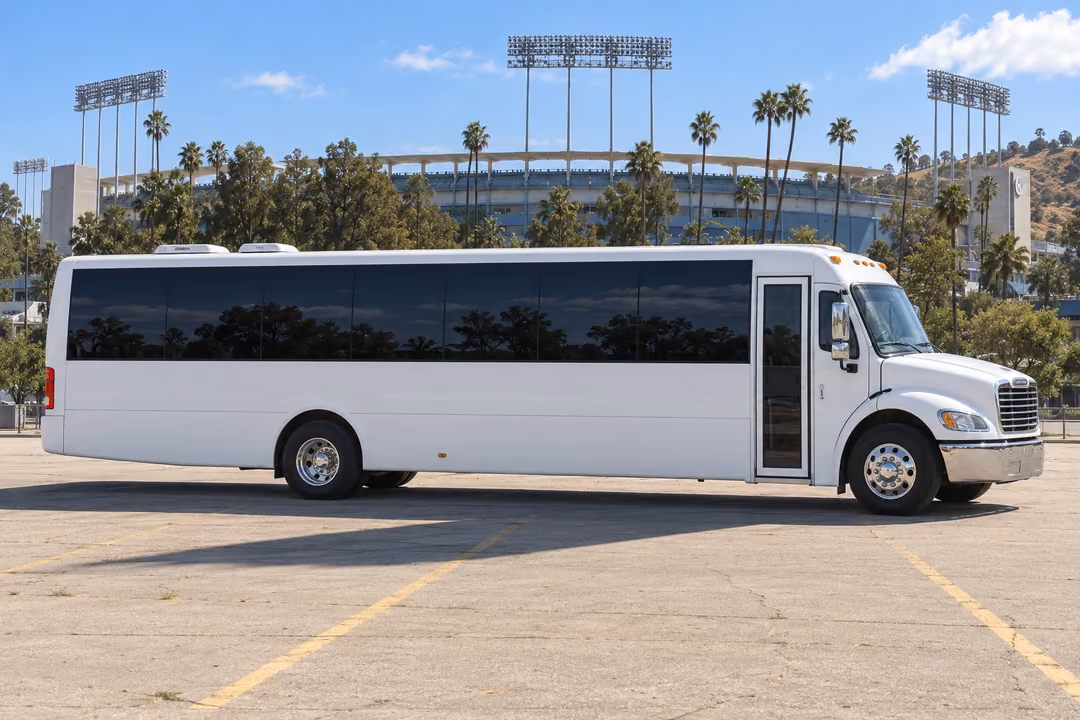 Whittier 50 passenger party bus rental exterior