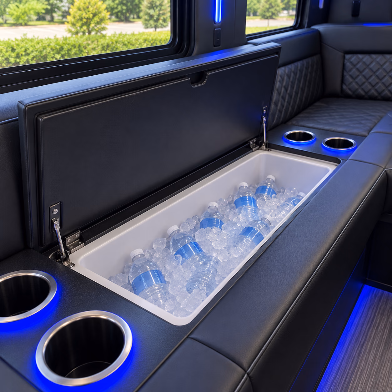 party bus refreshment area