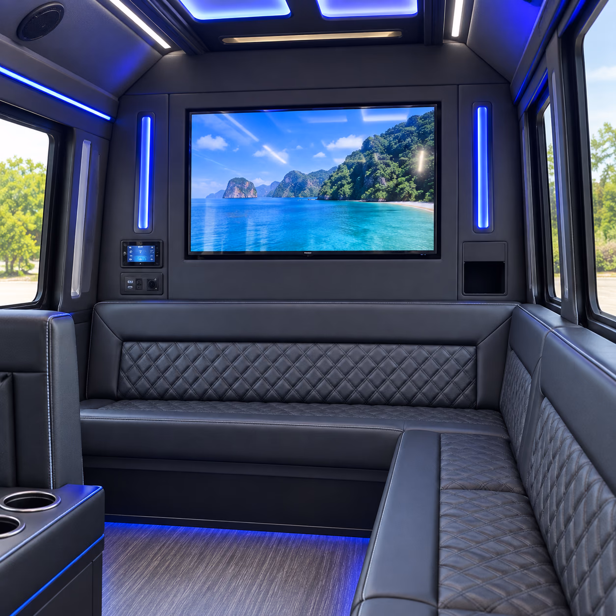 party bus tv screens