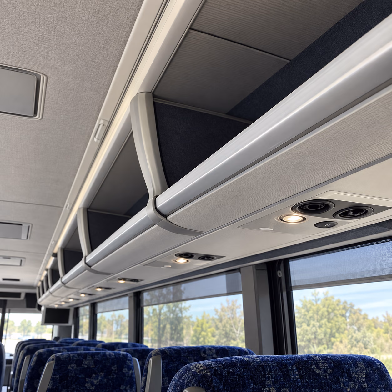 charter bus overhead storage
