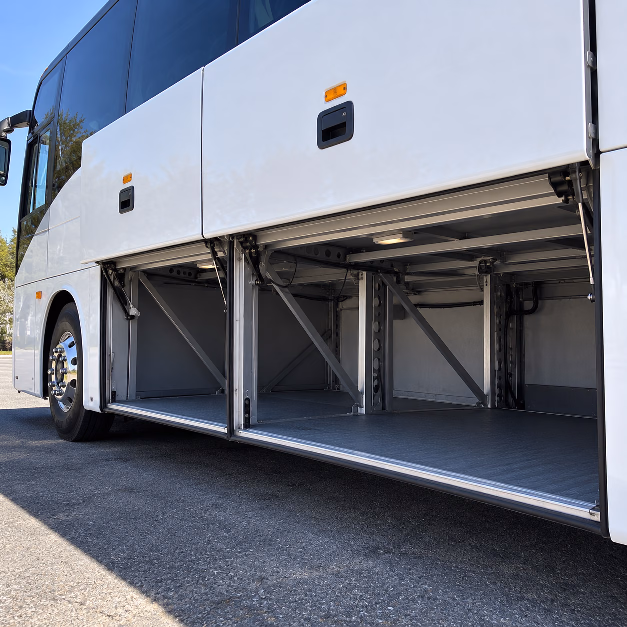 charter bus under bus luggage storage
