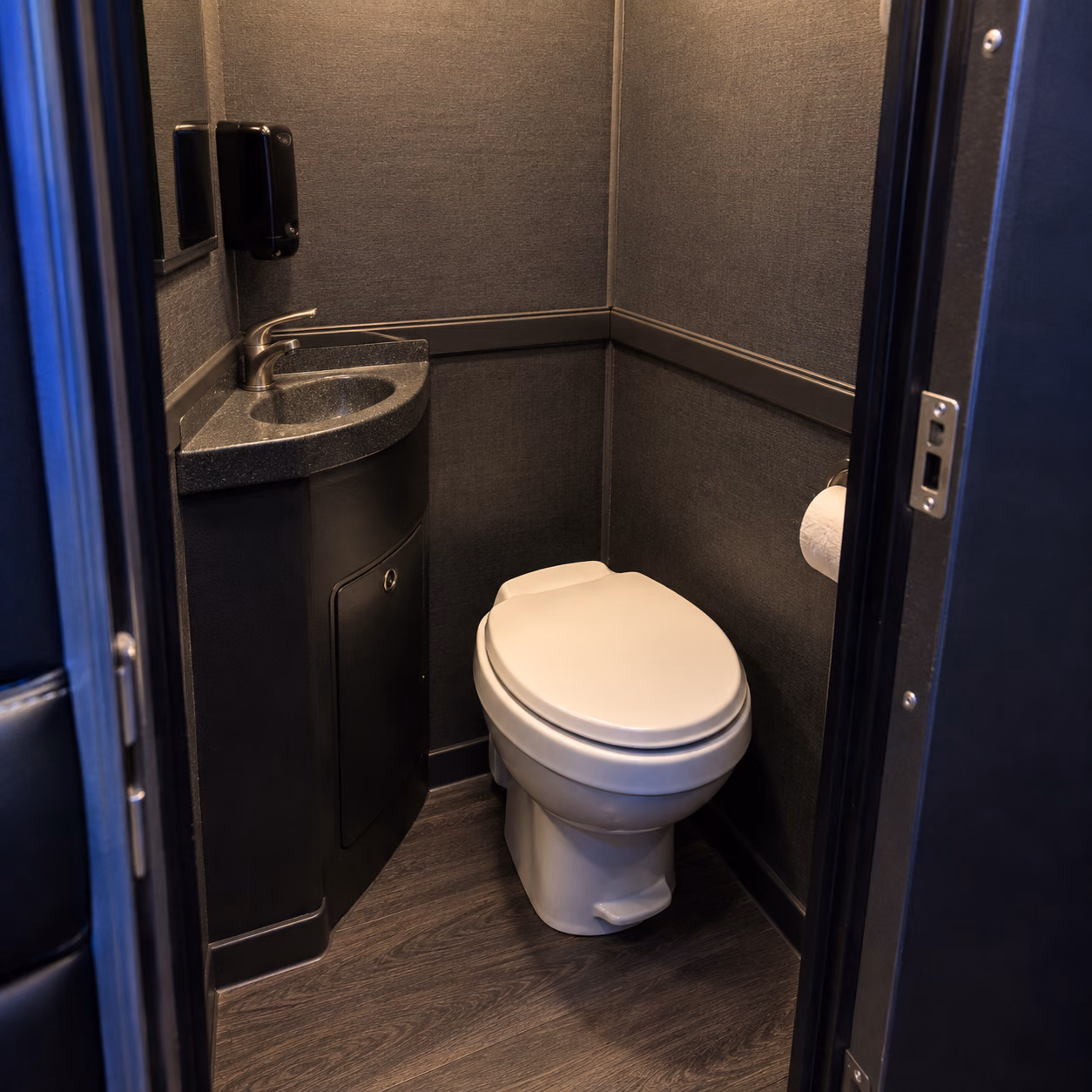 party bus onboard restroom
