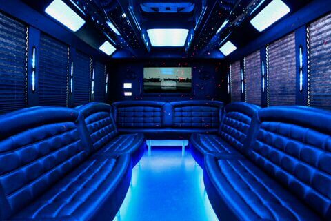 40 passenger party bus interior