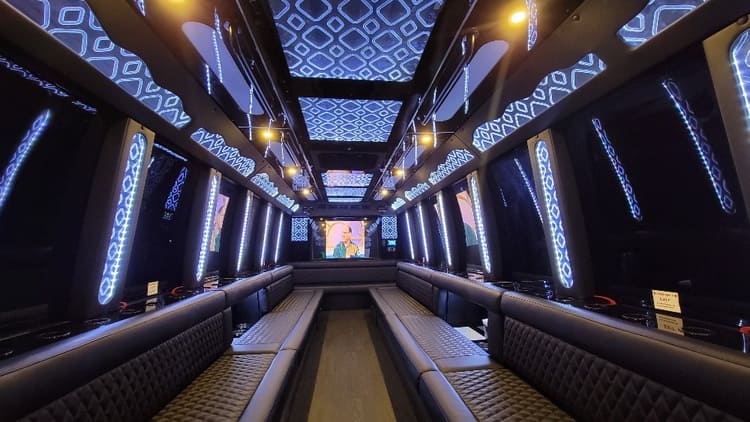 Specialty Party Buses With Restroom Interior